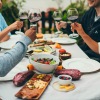 Friends dining together