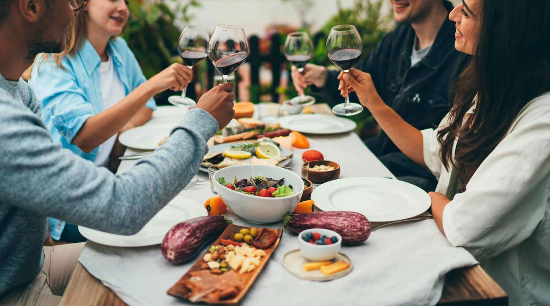 Friends dining together